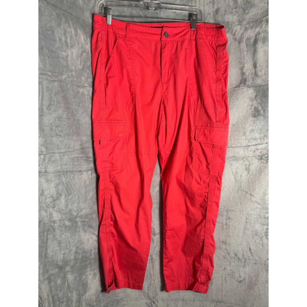 Boston Proper Red Cargo Pants Womens Size 14 Utility Cotton Stretch Trousers